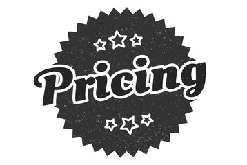 pricing sign. pricing round vintage retro label. pricing