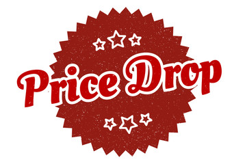 price drop sign. price drop round vintage retro label. price drop