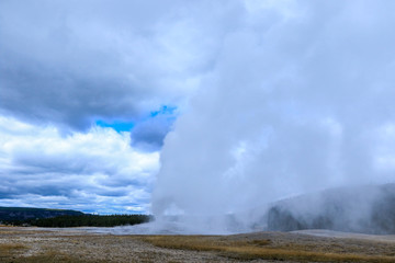 Streaming geyser basin in Yellowstone National Park, USA