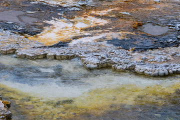 Sulfur Water Points in the Yellowstone National Park, USA