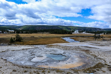 Sulfur Water Points in the Yellowstone National Park, USA