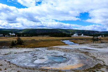 Sulfur Water Points in the Yellowstone National Park, USA