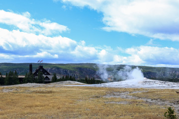Streaming geyser basin in Yellowstone National Park, USA