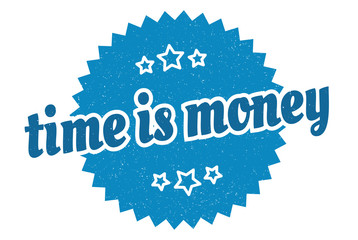 time is money sign. time is money round vintage retro label. time is money