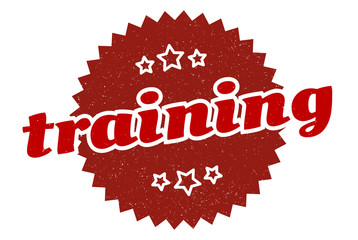 training sign. training round vintage retro label. training