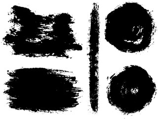 Vector set of grunge artistic brush strokes, hand drawn brushes, textures,. For logo, banner, frame, icon. 