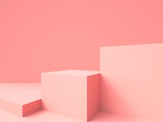 3d render of geometric stand in pastel color
