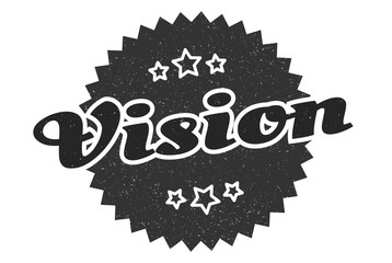 vision sign. vision round vintage retro label. vision