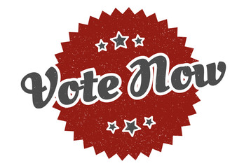 vote now sign. vote now round vintage retro label. vote now