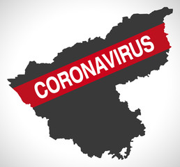 Obraz premium Fermanagh and Omagh NORTHERN IRELAND district map with Coronavirus warning