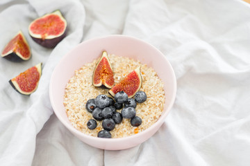 Healthy eating concept. Tasty healthy breakfast: cereal and fruit in a bowl. 