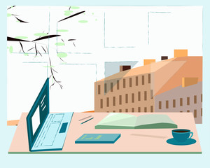 Workplace at home on the table