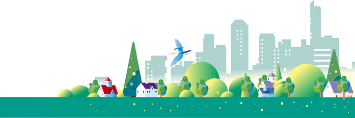 爽やかな新緑の街の風景 © kawano