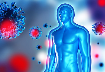 Immune system fights with coronavirus pandemic. Virus Covid 19-NCP. Microbiology And Virology . Concept.	
