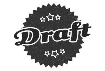 draft sign. draft round vintage retro label. draft
