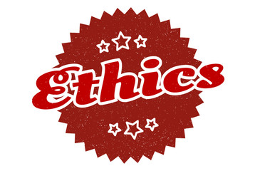 ethics sign. ethics round vintage retro label. ethics