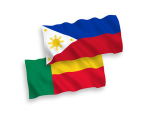 Flags of Philippines and Benin on a white background