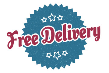 free delivery sign. free delivery round vintage retro label. free delivery