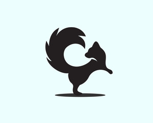 Circling black stand Squirrel look back logo design inspiration
