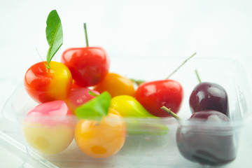 Fruit Shaped Mung Beans - Kanom Look Choup, an old traditional Thai dessert.