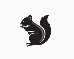 Stand black squirrel art logo design inspiration