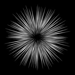 Fireworks, with rays, isolated on a black background