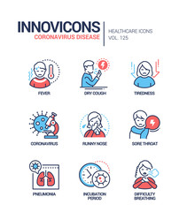 Coronavirus disease - line design style icons set