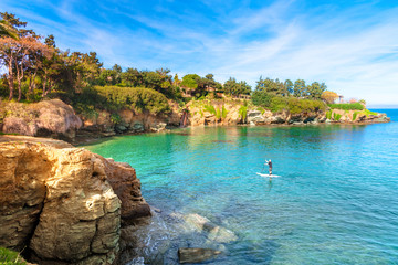 The small village with unique beaches and famous resort of Agia Pelagia, Heraklion, Crete, Greece.