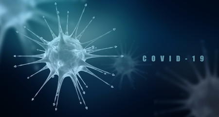 Naklejka na ściany i meble 3d render Corona virus disease COVID-19. Microscopic view of a infectious virus