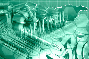 Mail signs, graph and buildings