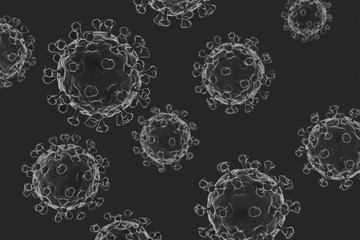 mictoscopic virus in black aund white - 3D-Illustration