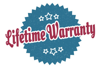 lifetime warranty sign. lifetime warranty round vintage retro label. lifetime warranty