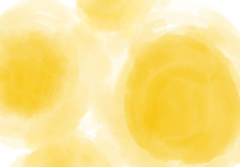 Yellow circle watercolor illustration, isolated on white, simple design element, texture for background, template and wallpaper