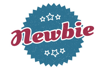 newbie sign. newbie round vintage retro label. newbie