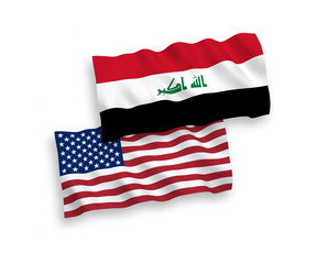 Flags of Iraq and America on a white background