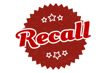 recall sign. recall round vintage retro label. recall