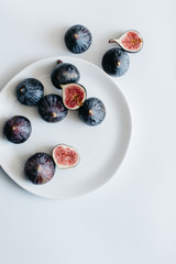 Top view of figs on a white background