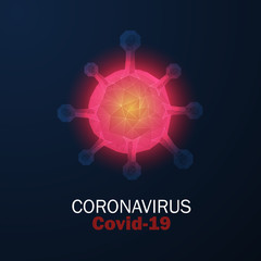 Low Poly Triangular Polygonal Virus Strain Model of Novel Coronavirus 2019-nCoV Covid-19.