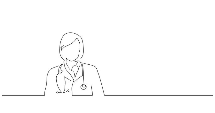 Doctor line drawing, animated illustration design. Medicine collection.