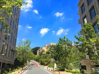 御殿山, 品川, 真夏, 夏空, 青空, 風景, 8月, 高輪, 台地, 街並み, ビル, 建物, 道路, 樹木, 東京, プロジェクト