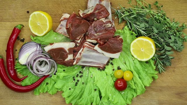 Lamb raw with the decor from the chef.