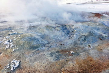 Iceland. Volcanic landscape in wintertime 