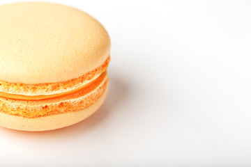 Yellow macaroni Cookies on a white background, isolated.