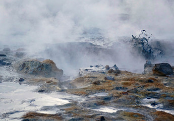 Iceland. Volcanic landscape in wintertime 