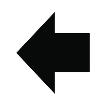 Black Large Reverse Or Left Pointing Solid Arrow Icon Sketched As Vector Symbol