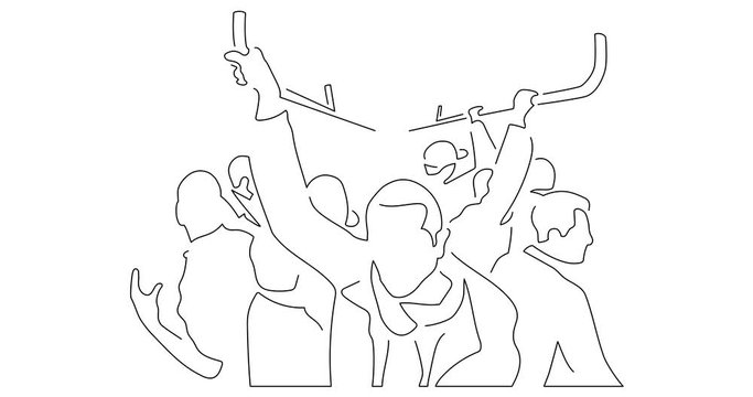 People on the subway line drawing, animated illustration design.