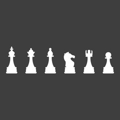 Vector Set of White Chess Silhouette Icons