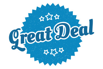 great deal sign. great deal round vintage retro label. great deal