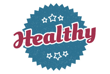 healthy sign. healthy round vintage retro label. healthy