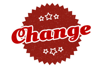 change sign. change round vintage retro label. change